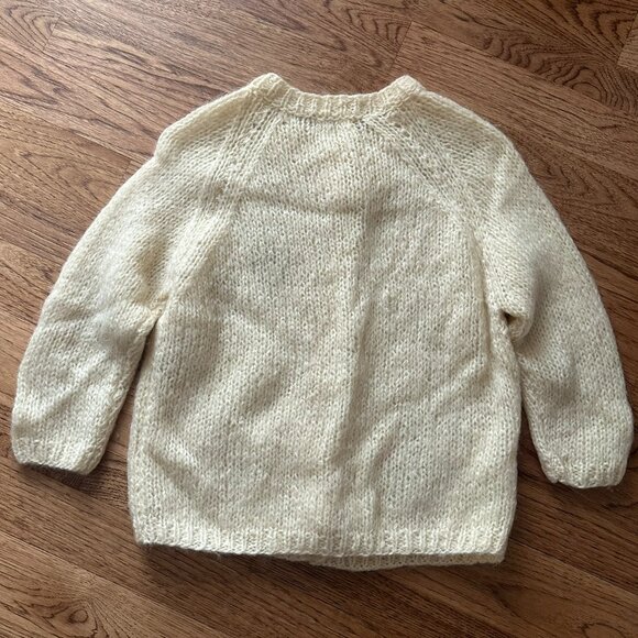 VTG 50s 60s GIMBELS MADE IN ITALY FUZZY MOHAIR EMBROIDERED CARDIGAN SWEATER L - Picture 5 of 6
